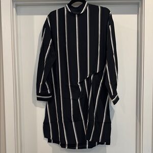 rag & bone Black and White Striped Long Sleeve Dress